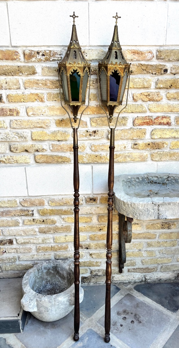 19th-century Gilded Brass Processional Lanterns -photo-3