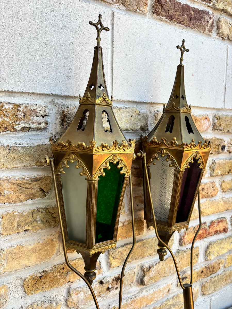 19th-century Gilded Brass Processional Lanterns -photo-4