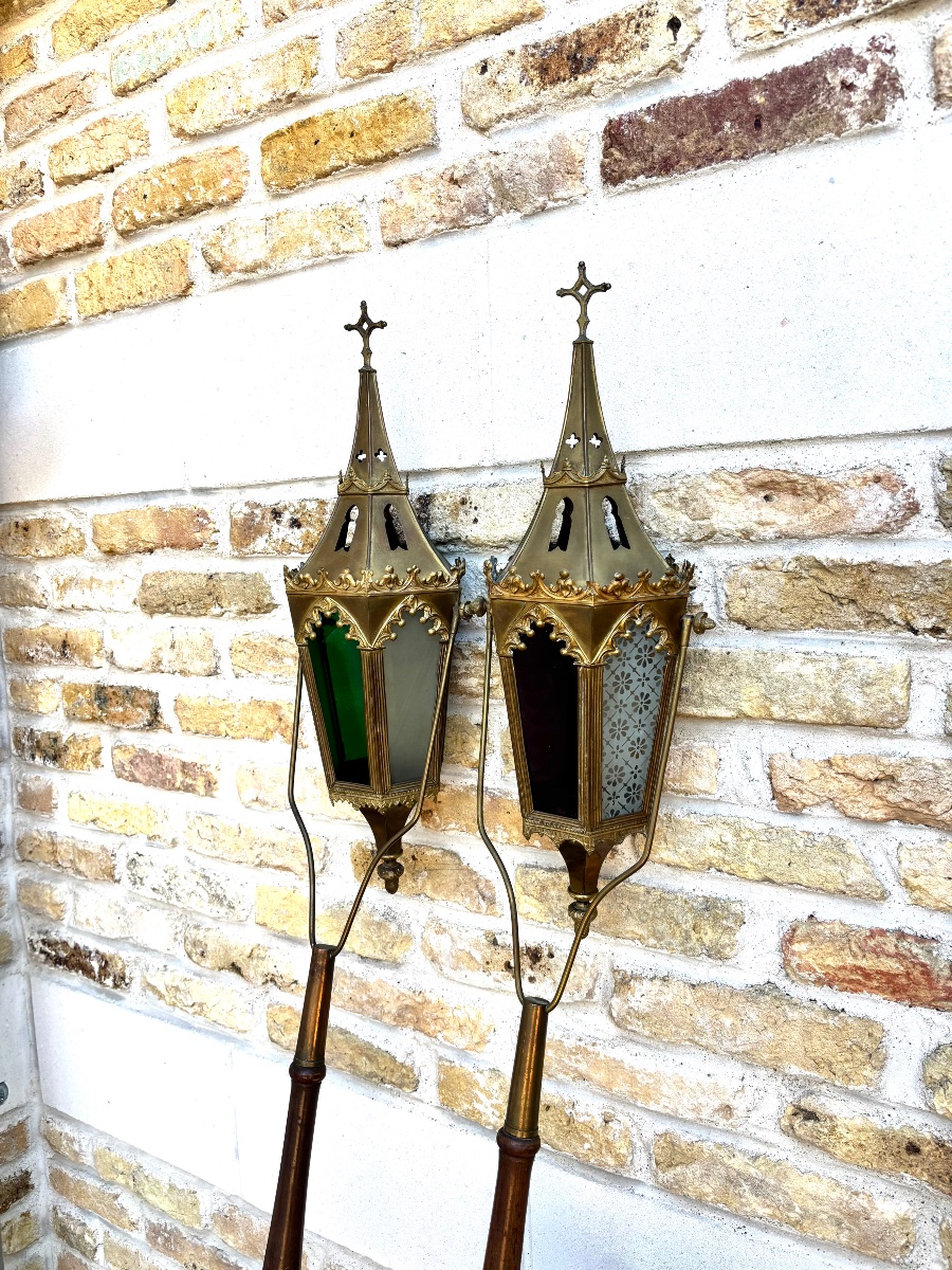 19th-century Gilded Brass Processional Lanterns -photo-1