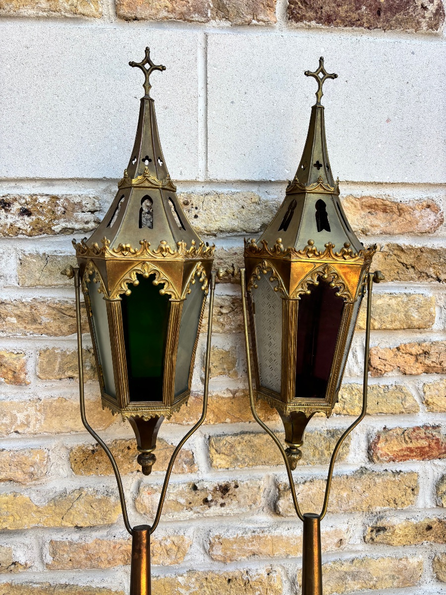19th-century Gilded Brass Processional Lanterns -photo-2