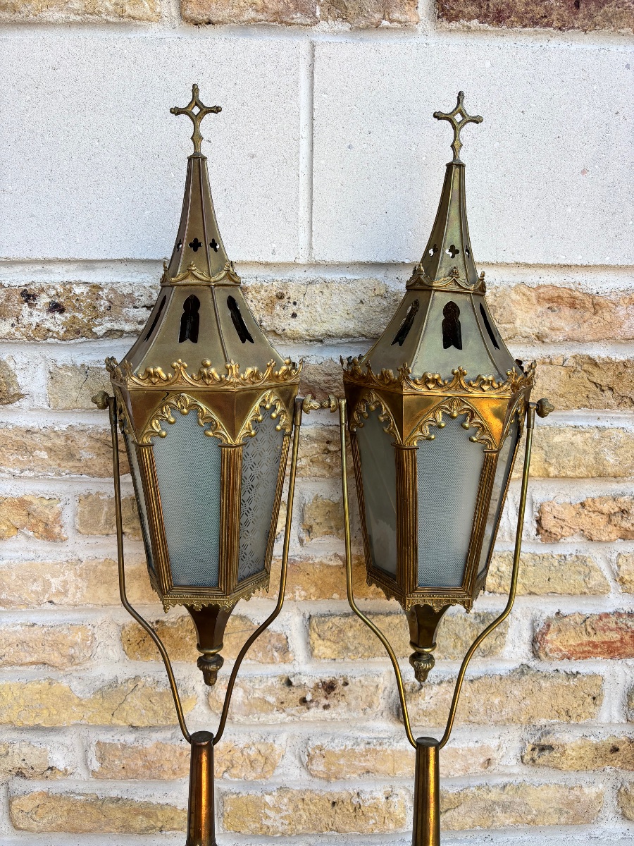 19th-century Gilded Brass Processional Lanterns -photo-3