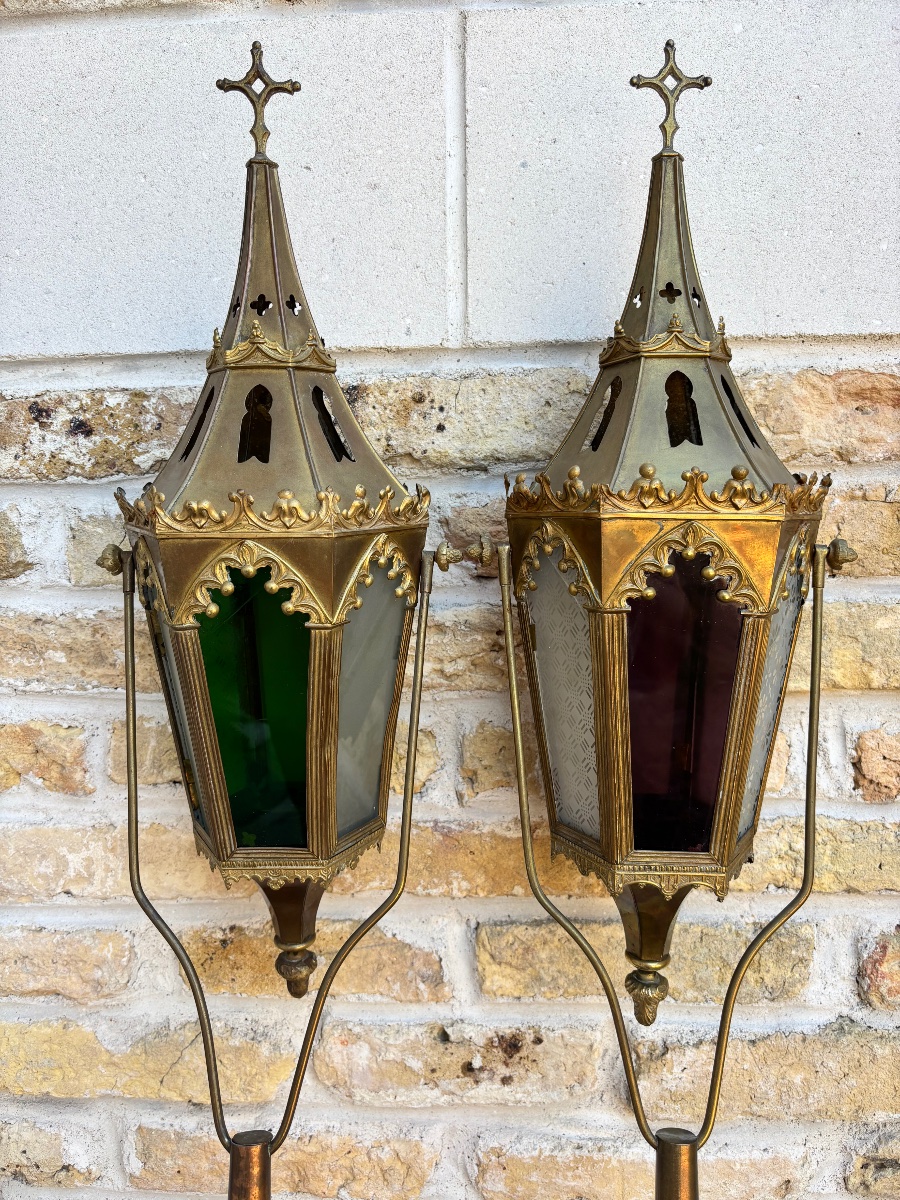 19th-century Gilded Brass Processional Lanterns -photo-4
