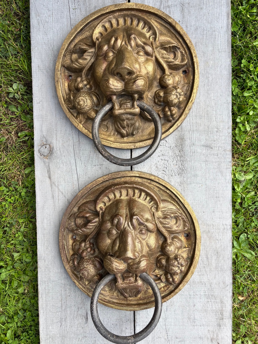 Pair Of 19th-century Bronze Carriage Gate Knockers -photo-5