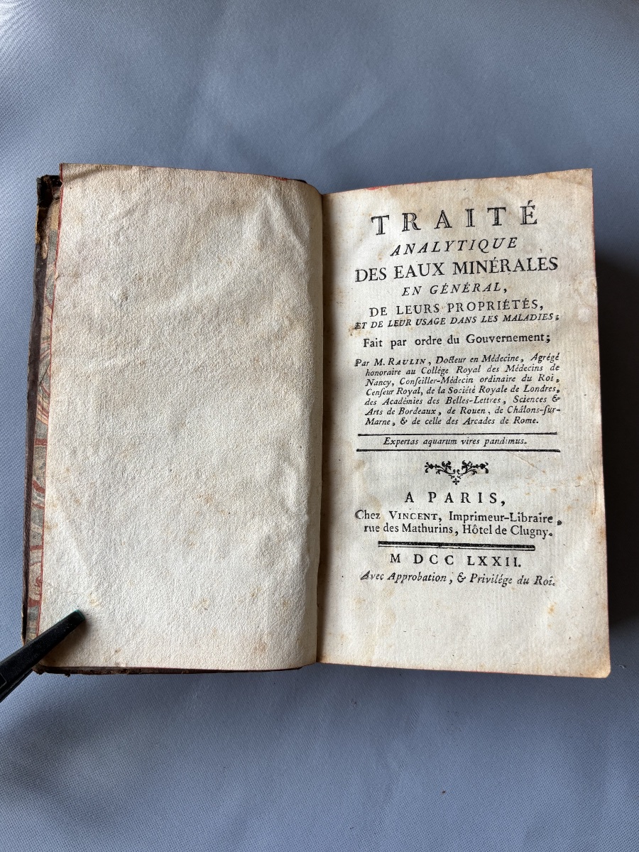 Book: *analytical Treatise On Mineral Waters* (ex Libris) By The Viscount De La Maillardière, 18th Century  