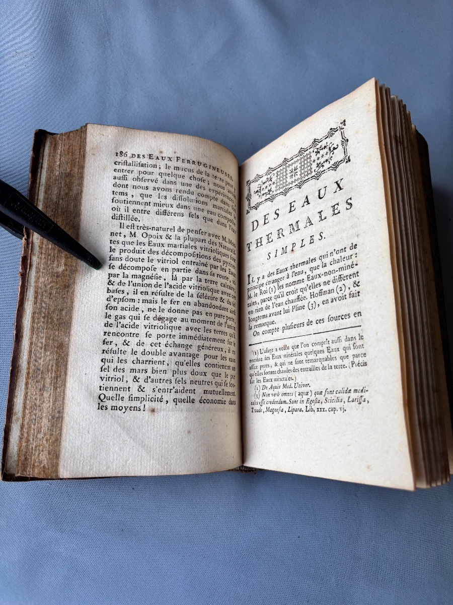 Livre essais sur l’art d’imiter les eaux minérales Ex Libris Vicomte de la Maillardiére 18e -photo-2