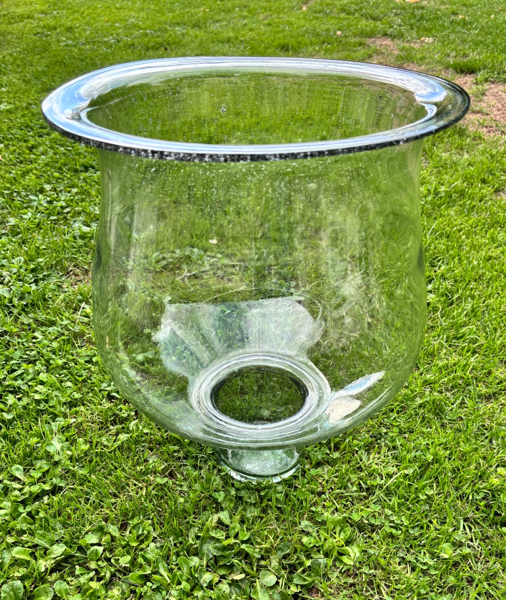 19th-century Hand-blown Glass Candleholder 