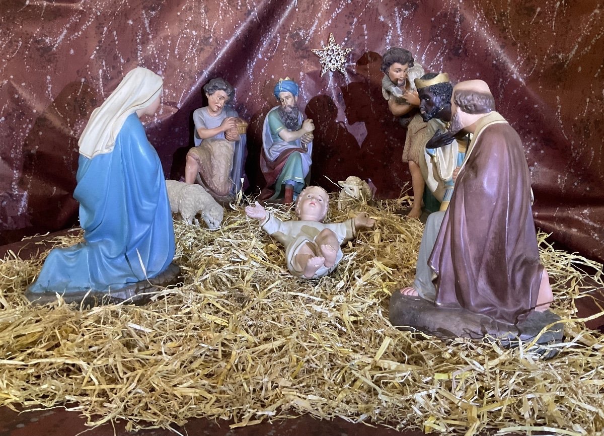 Church Nativity Scene With Santons, Late 19th Century-photo-3