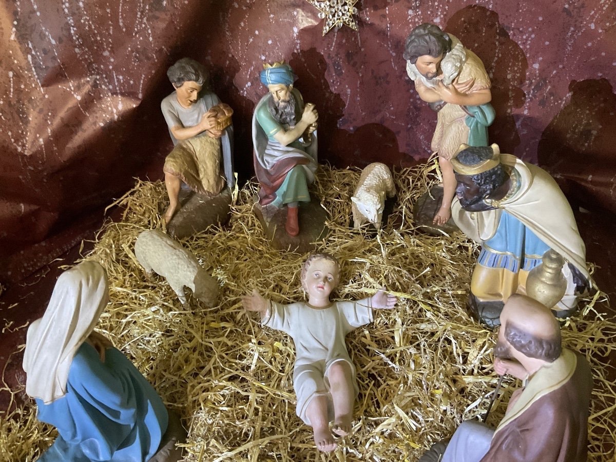 Church Nativity Scene With Santons, Late 19th Century-photo-8