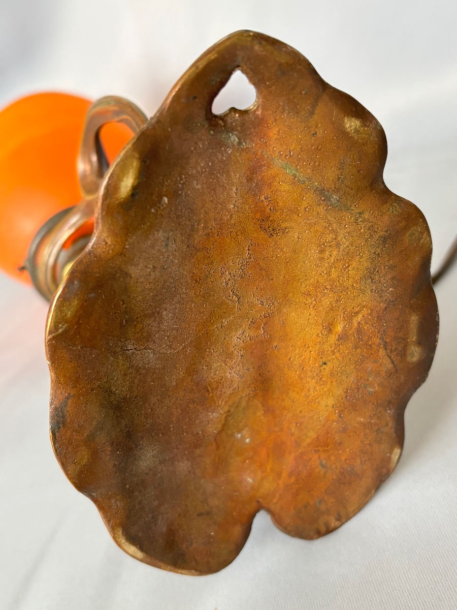 Lampe en bronze < Nénuphar > Tulipe DAUM fin 19éme  début 20éme Siècle -photo-4