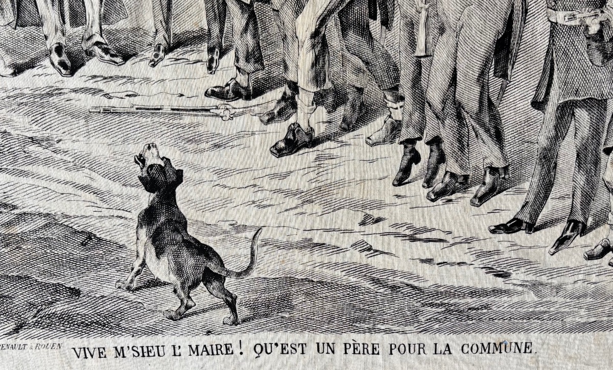 Patriotic And Satirical Scarf, 19th Century -photo-2