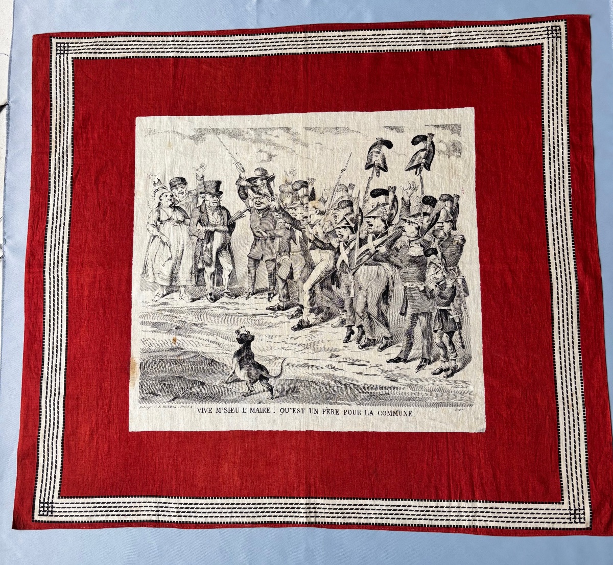 Patriotic And Satirical Scarf, 19th Century -photo-2