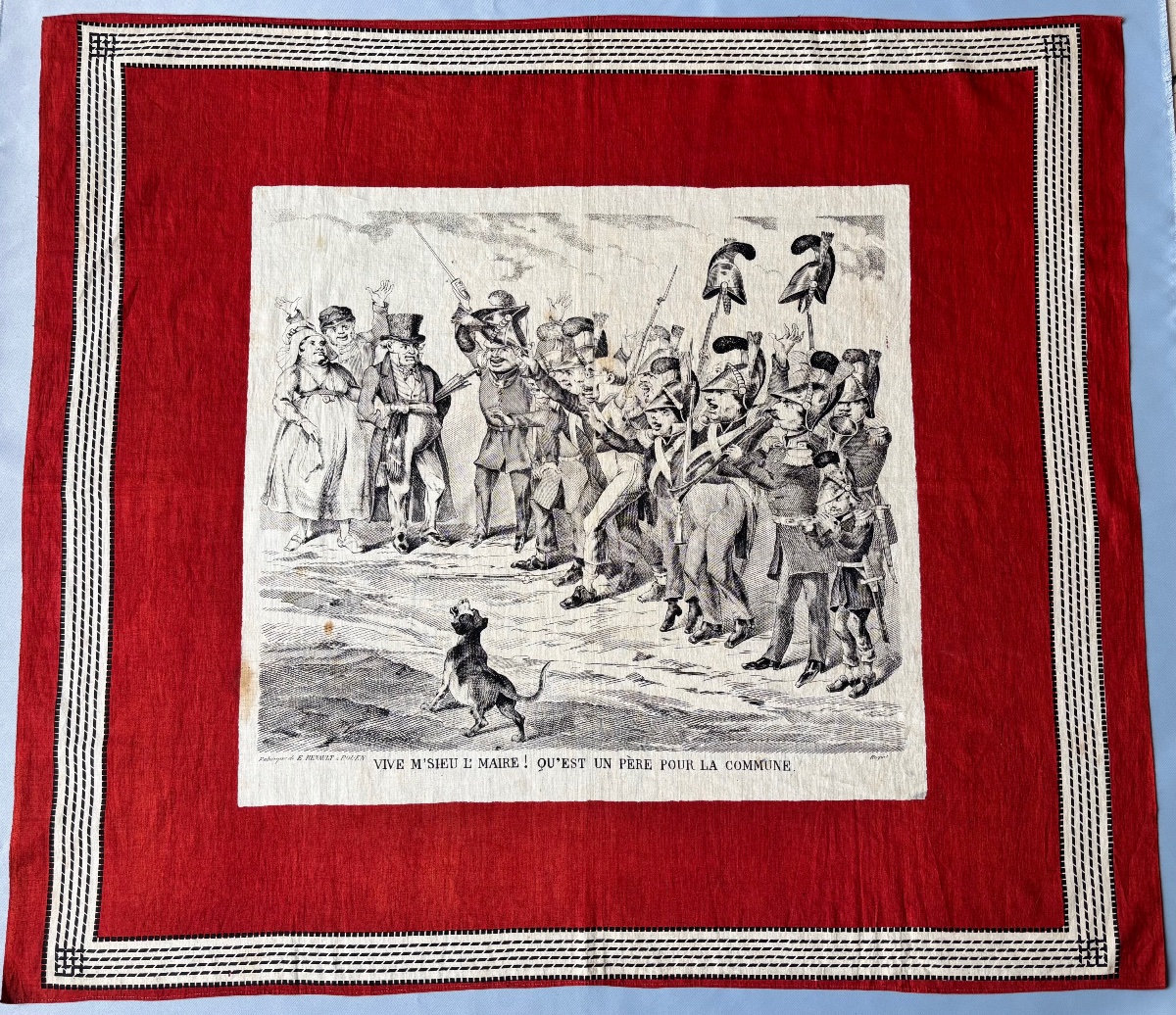 Patriotic And Satirical Scarf, 19th Century -photo-3