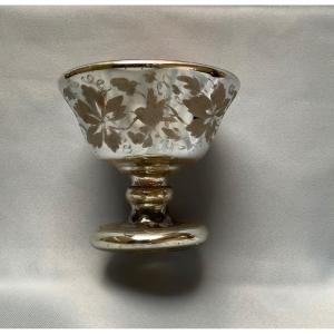 Verre Eglomisé Petite Coupe 19éme Siècle 