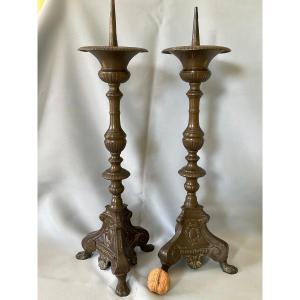 Pair Of Bronze Candlesticks