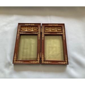 Empire Style Mahogany And Gilded Bronze Photo Frames