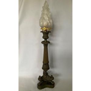 Large Empire Bronze Candlestick Early 19th Century 