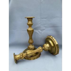  18th Century Gilt Bronze Candlesticks 
