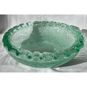 Daum Cut In Art Deco Bubbled Crystal 