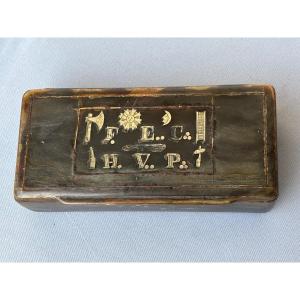Tabatière Franc Maçonnerie en corne 19éme Siècle 