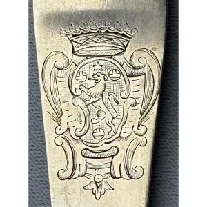 Cuillère à Ragoût en argent 18éme Siècle Armoiries Couronne Comtale