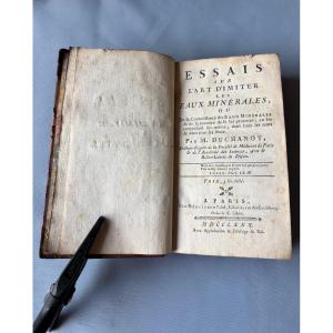 Livre essais sur l’art d’imiter les eaux minérales Ex Libris Vicomte de la Maillardiére 18e