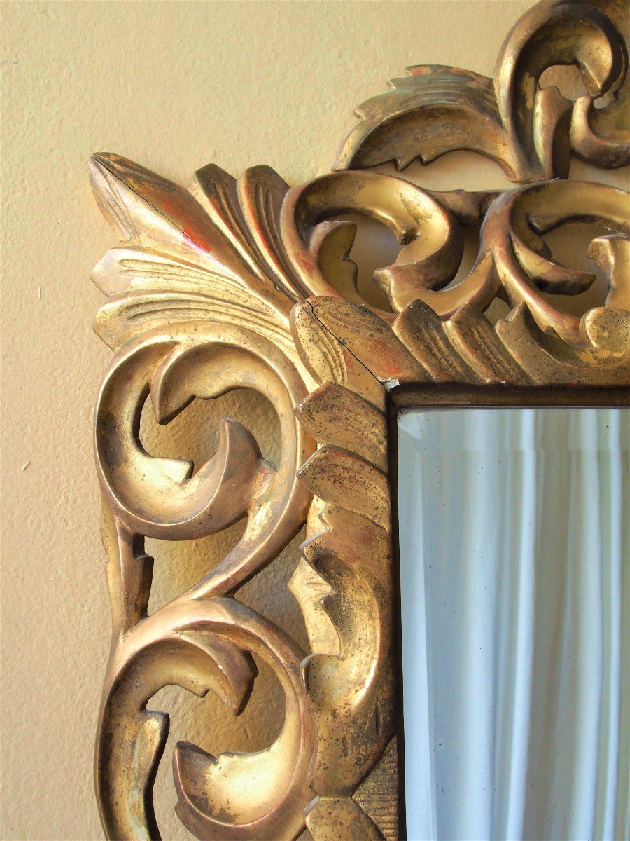 Miroir En Bois Doré Style Renaissance-photo-4