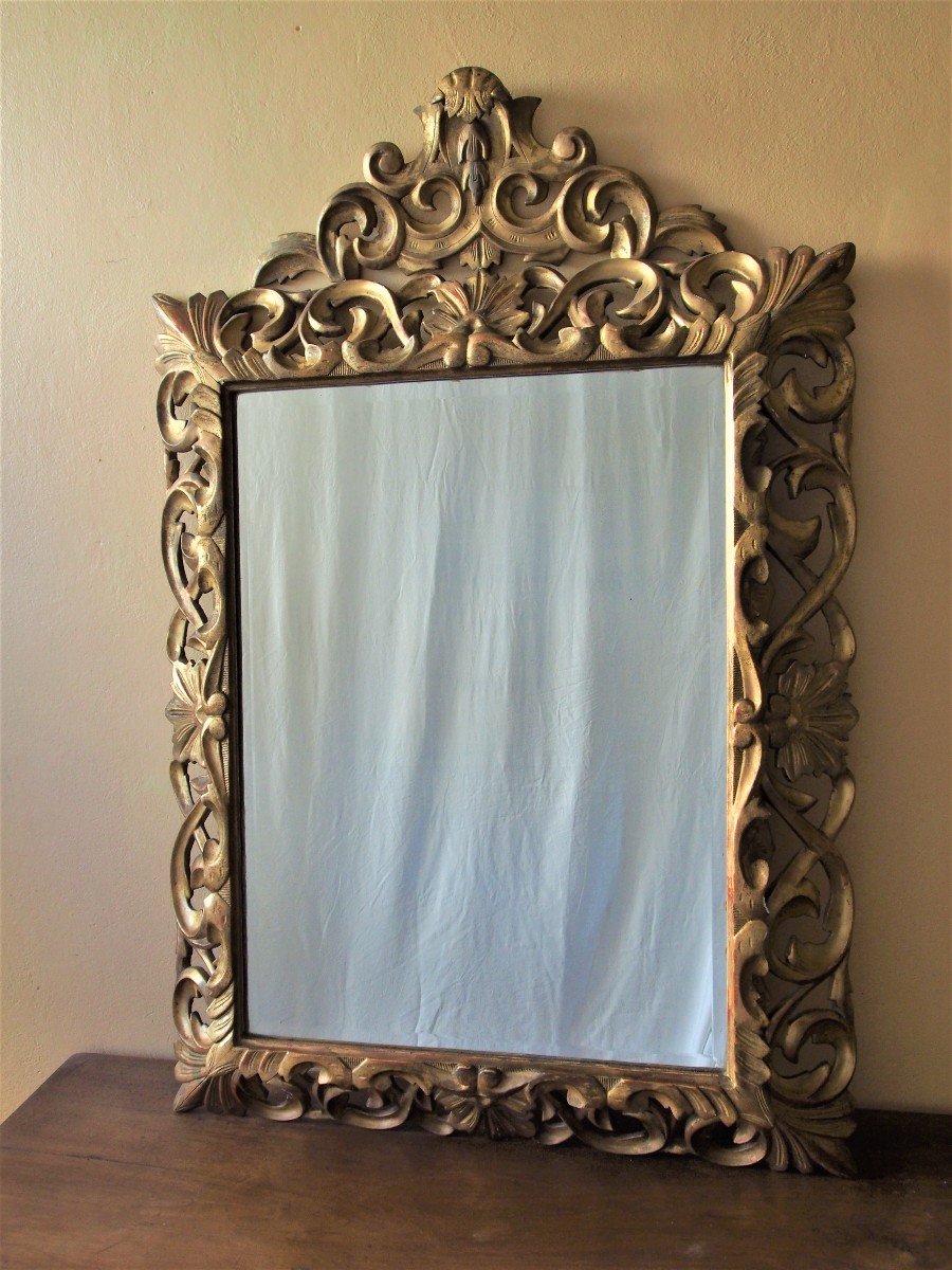 Miroir En Bois Doré Style Renaissance-photo-3