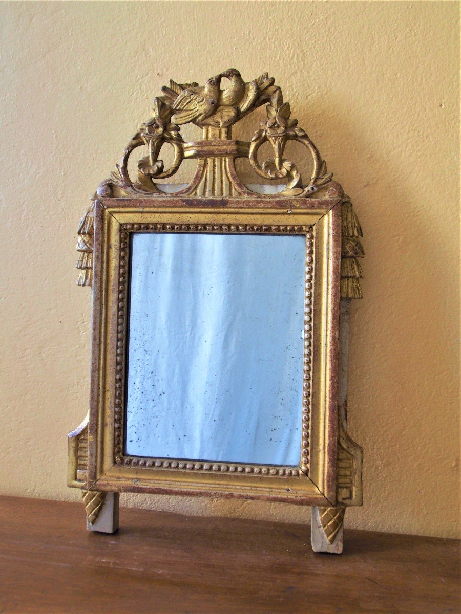 Small Louis XVI Mirror In Golden Wood-photo-1