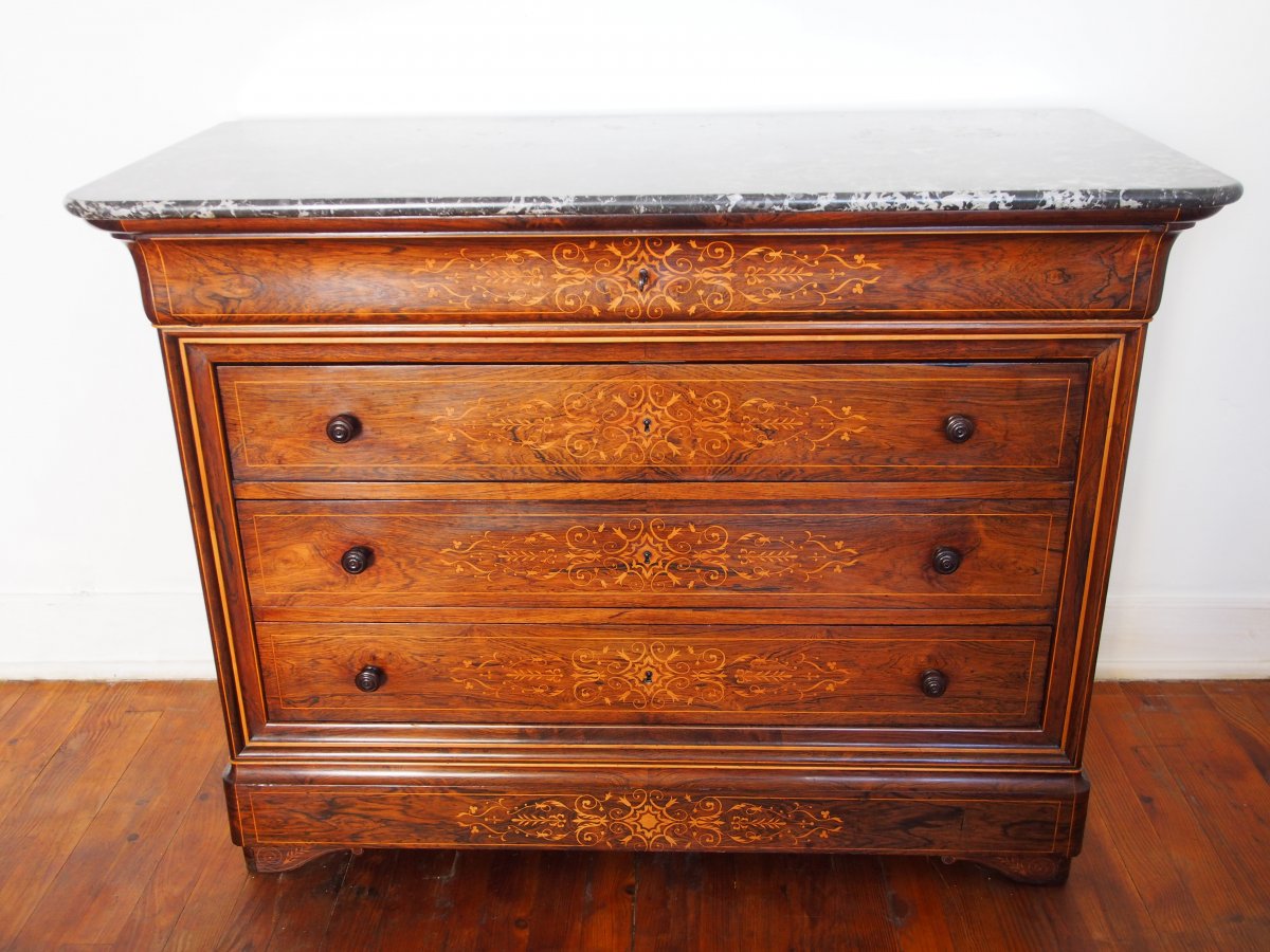 Commode Charles X  palissandre et citronnier-photo-3