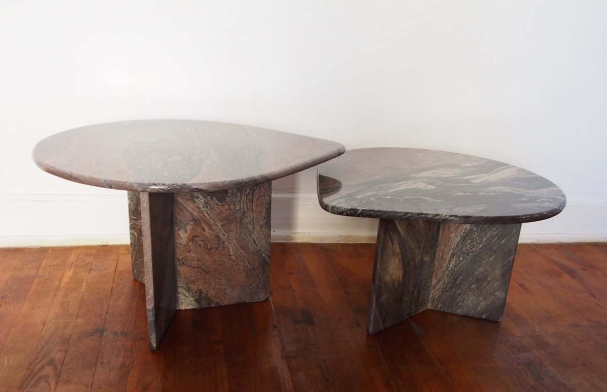 Set Of 2 Marble Coffee Tables-photo-1
