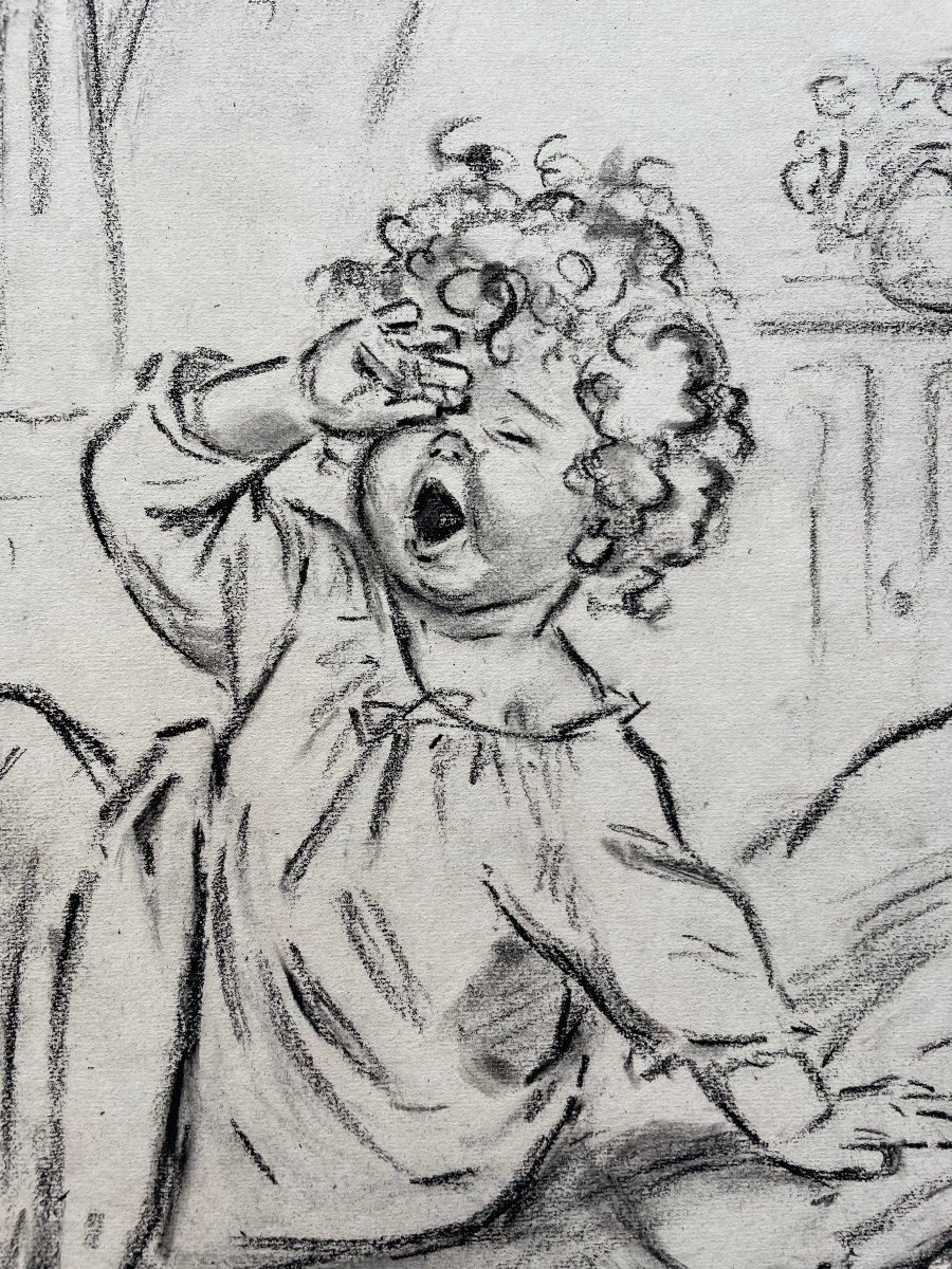 Dessin original au fusain signé  « Germaine Bouret »-photo-2
