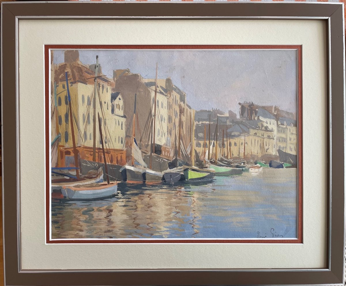 Original Gouache Signed René Péan « marine »-photo-3