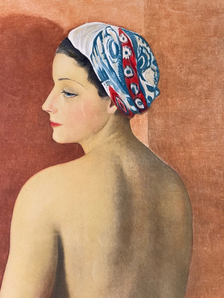 Aquatinte en couleurs signée Kisling « Nu assis au turban » 1952-photo-3