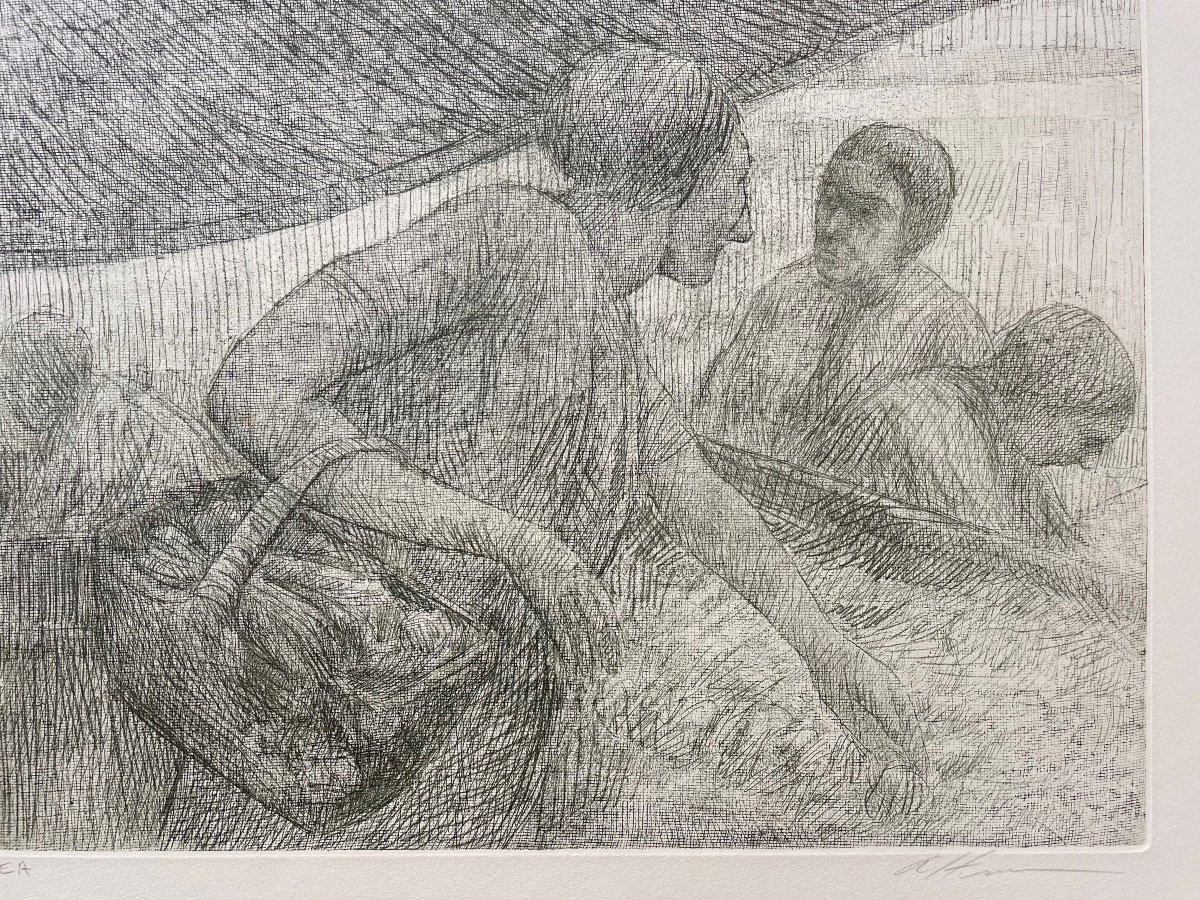 Lithographie Signée Harold Altman «Marché Parisien »-photo-1