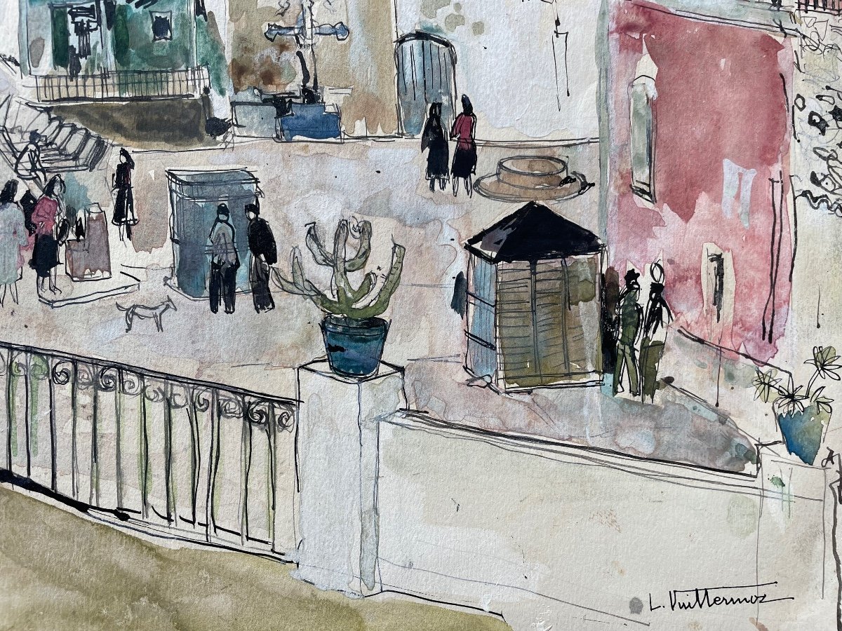 Watercolor Of "seville" In Spain By The Painter "louis Vuillermoz"-photo-1