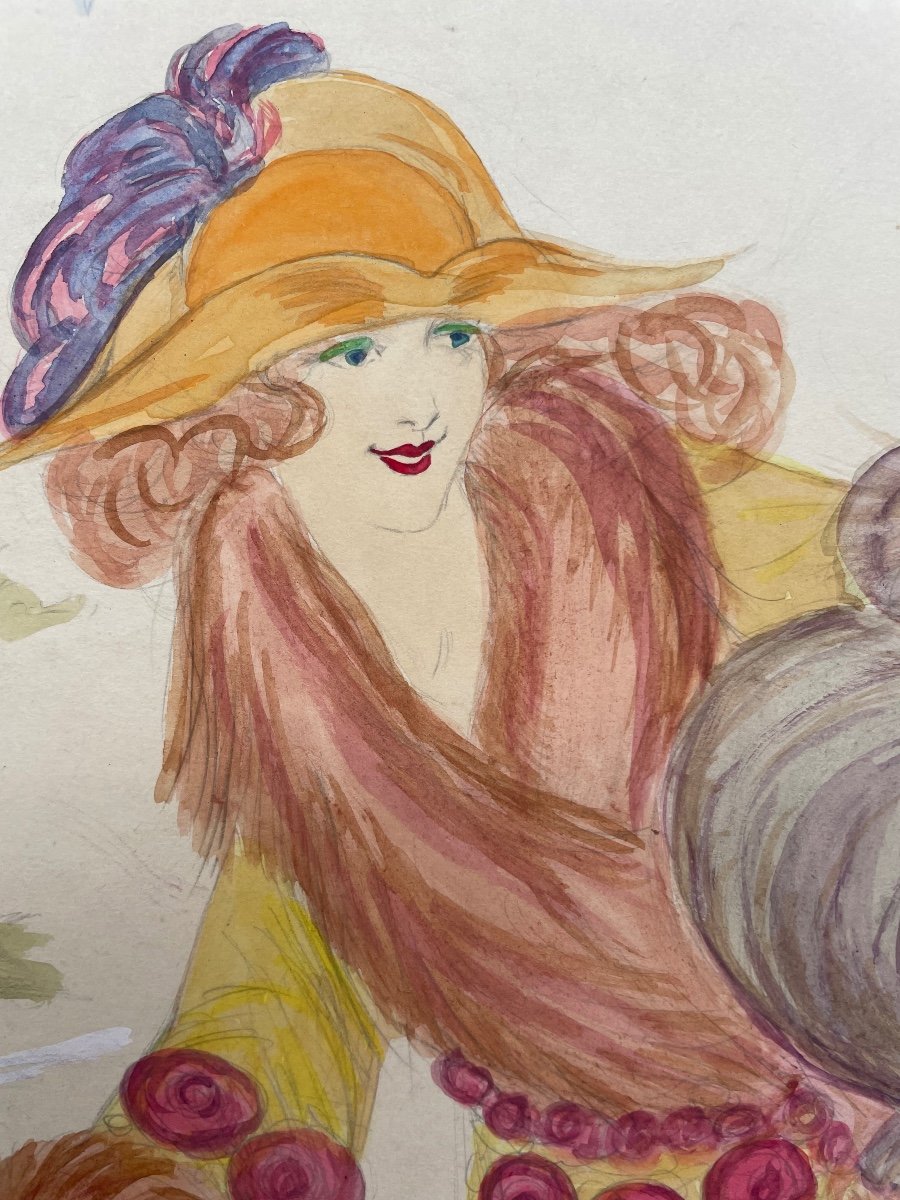 Watercolor From The 1930s “les Patineuses”-photo-2