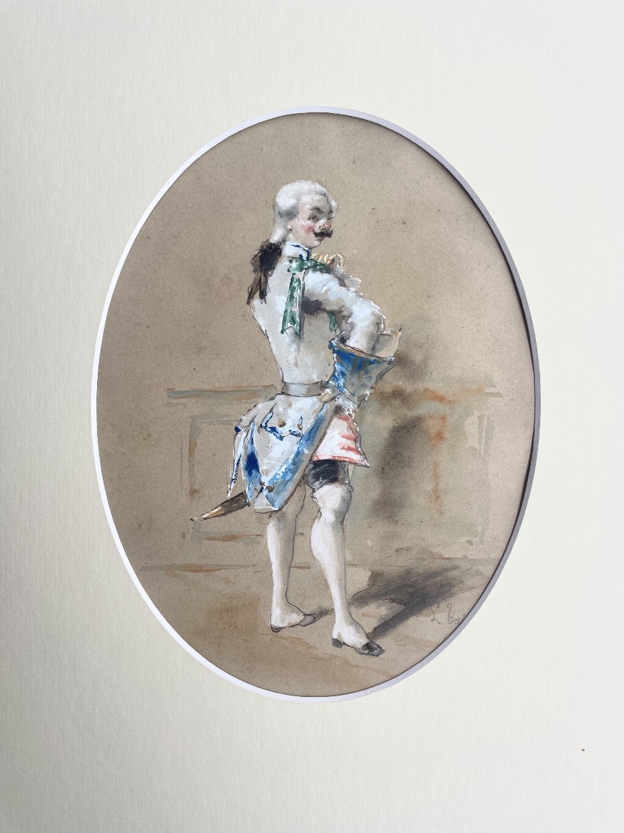 «Costume de Théâtre » Aquarelle et Gouache Fin 19ème-photo-4