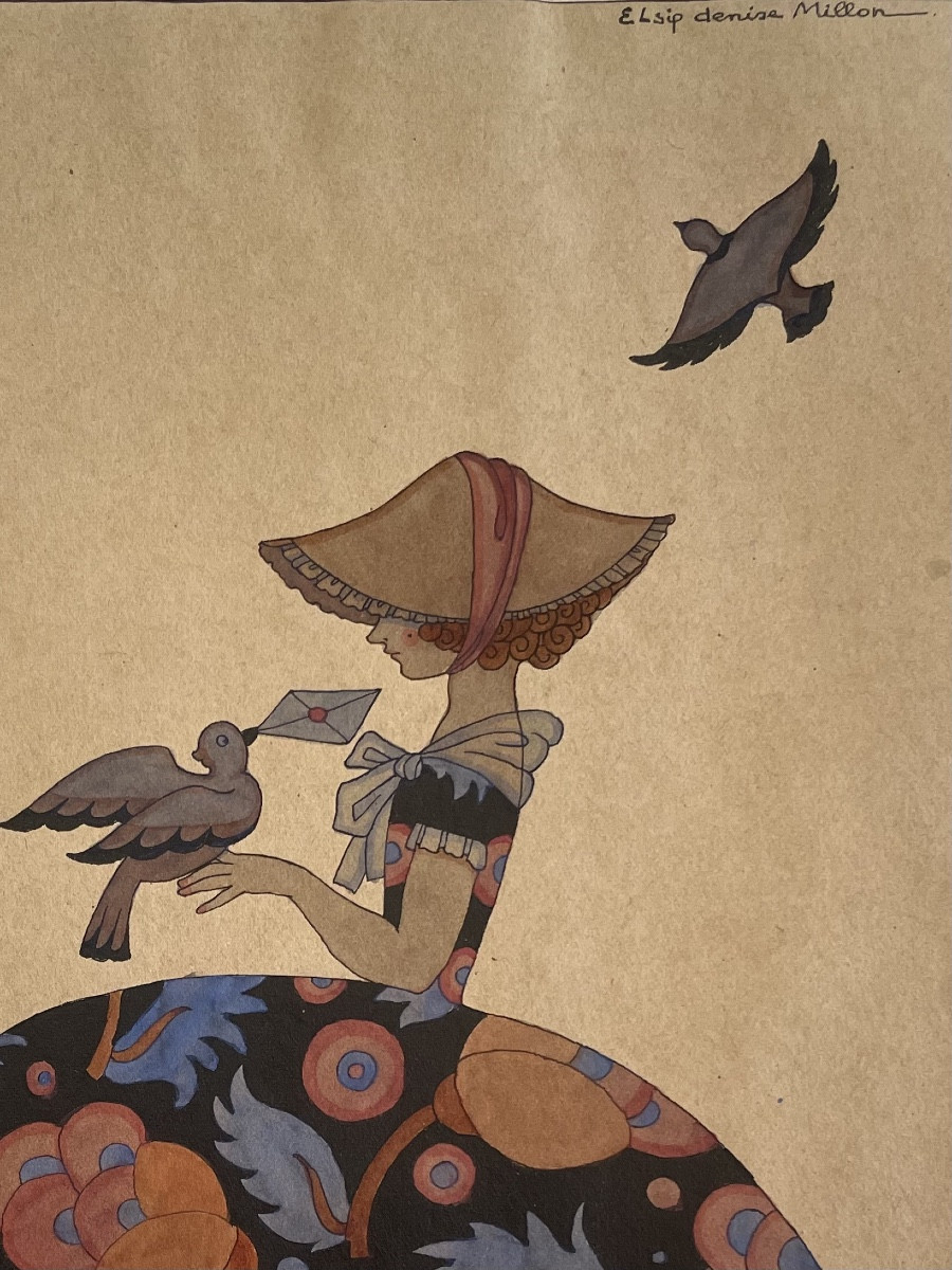 Denise Millon  Dessin Original «Mieux Vaut l’Oiseau dans la Main que le Faisan qui Vole »-photo-3