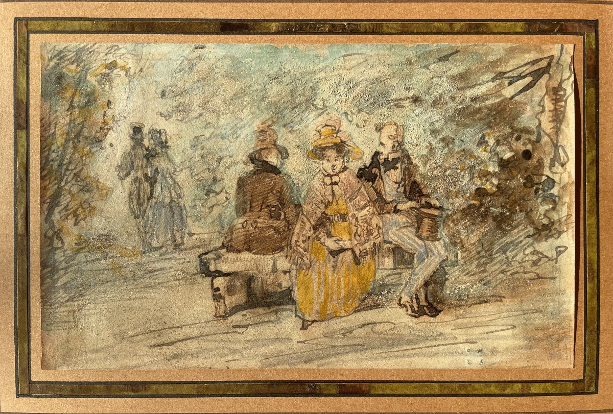Henry Monnier Original, Watercolor And Wash 19th Century-photo-3