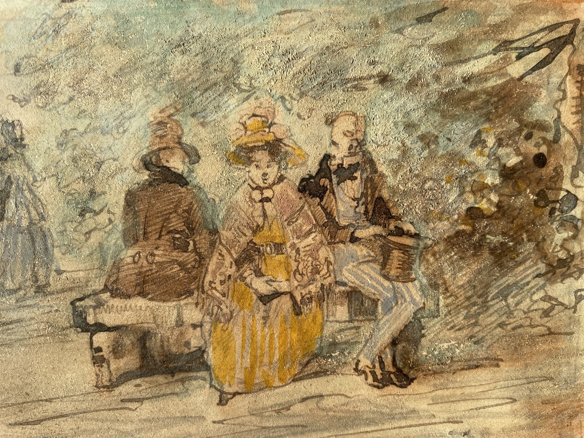 Henry Monnier Original, Watercolor And Wash 19th Century