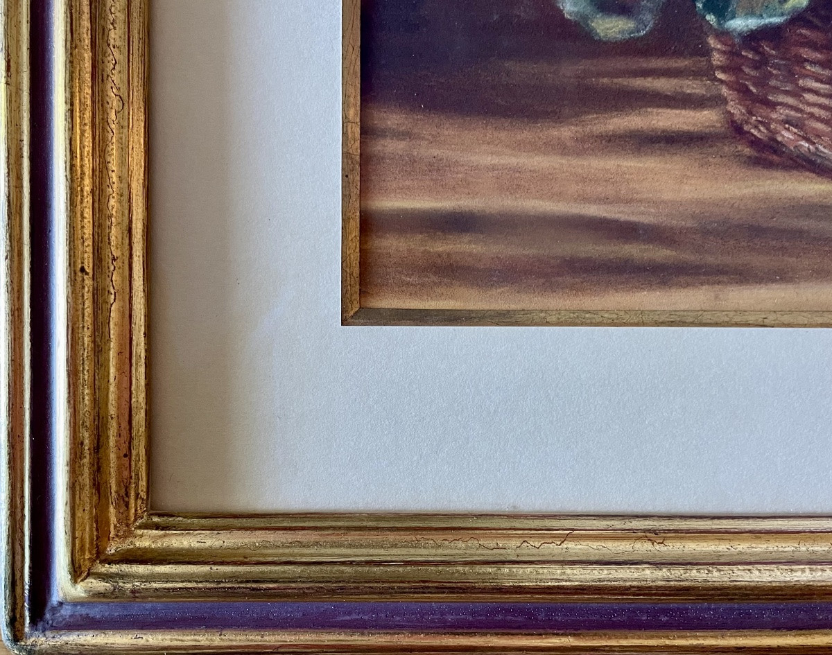 Nature morte, composition florale, pastel original, signé du peintre Daniel Rocquelin, fleurs.-photo-6