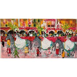 Lithographie de Nathalie Chabrier, «Carnaval de Nice »