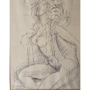 Ink Drawing Signed Et Date Gromaire 1962 "female Nude"