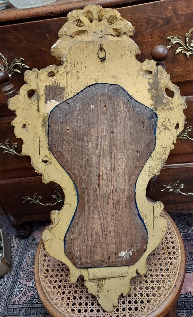 Holy Water Frame In Golden Wood And Its 18th Century Christ-photo-3