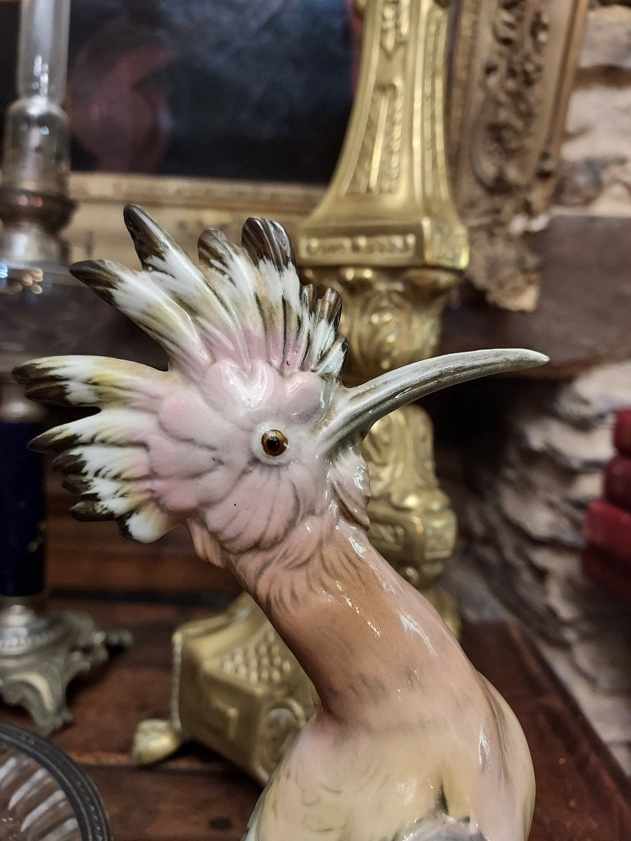 Huppe oiseau En Porcelaine Allemande Par Karl Ens Grand Modèle -photo-3