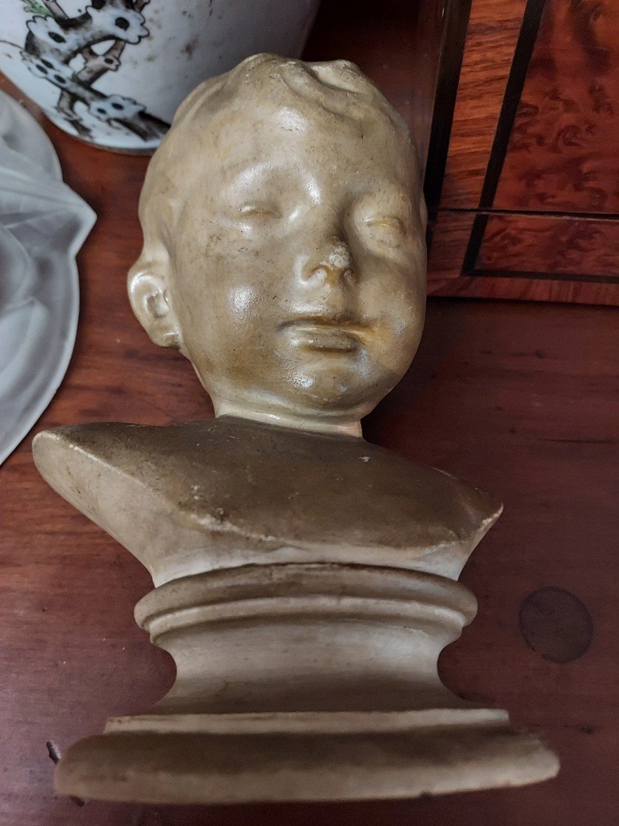 Bust Of A Child In Sandstone By émile Muller (1823-1889)-photo-2