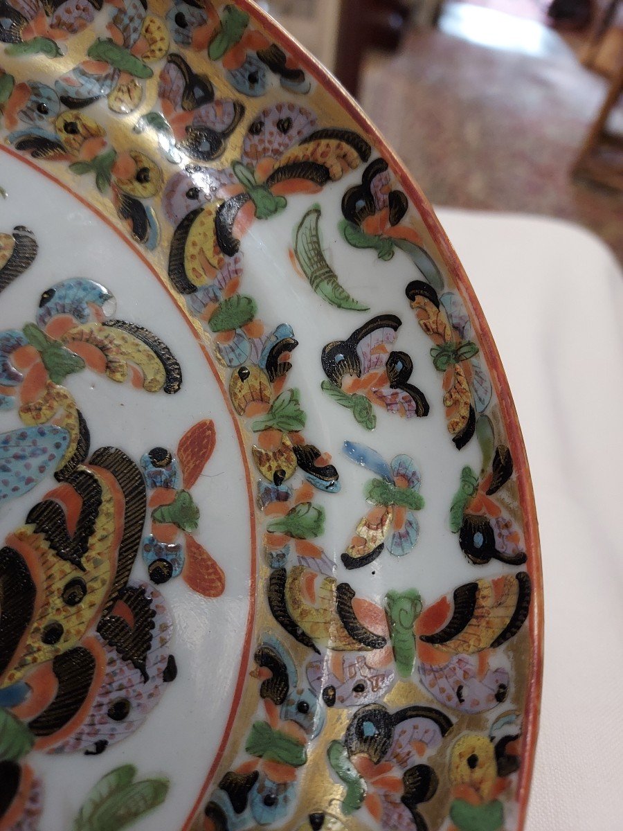 Assiette En Porcelaine De Canton Chine Fin XIXe, Début XXe -photo-2
