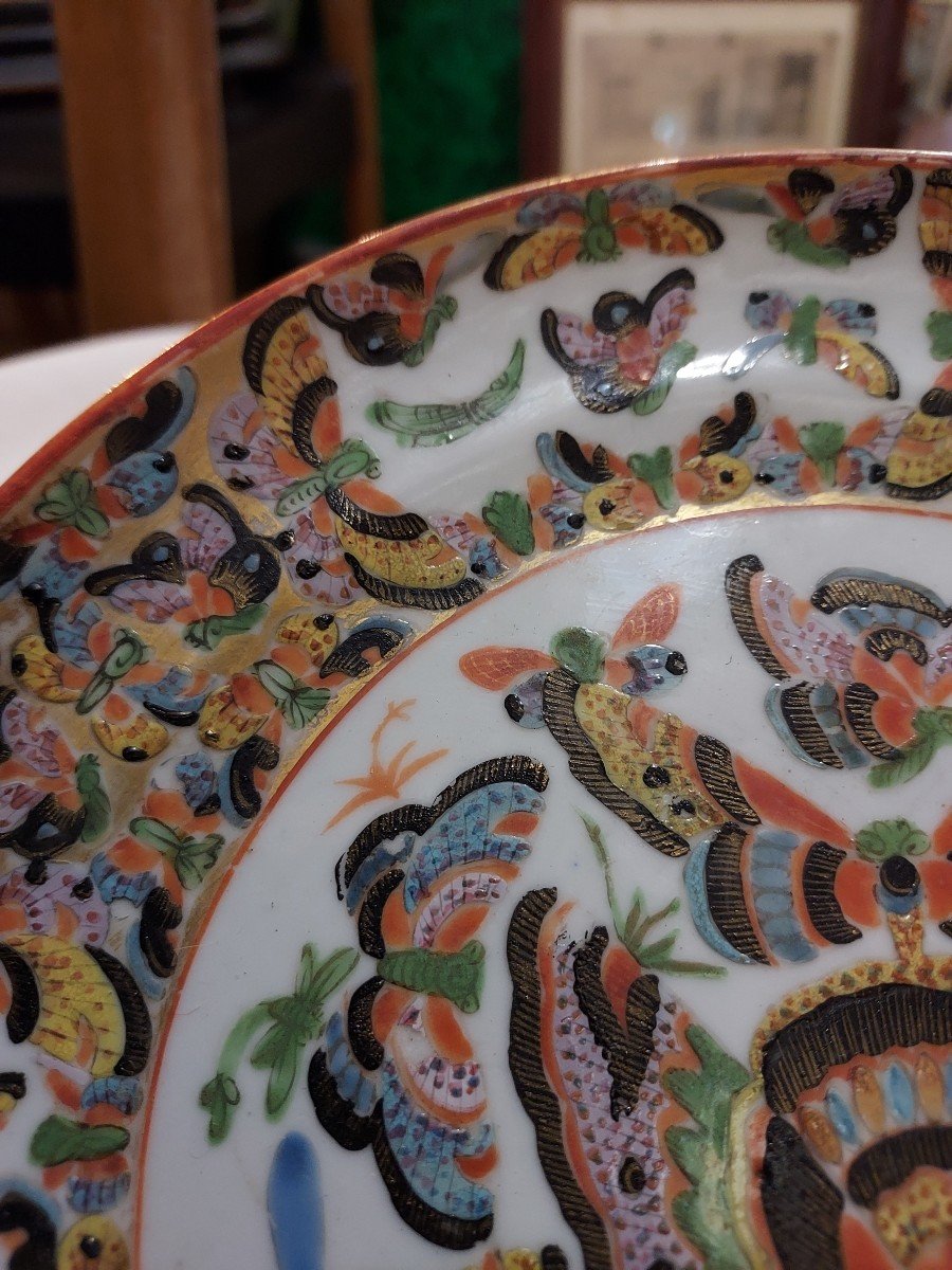 Assiette En Porcelaine De Canton Chine Fin XIXe, Début XXe -photo-3