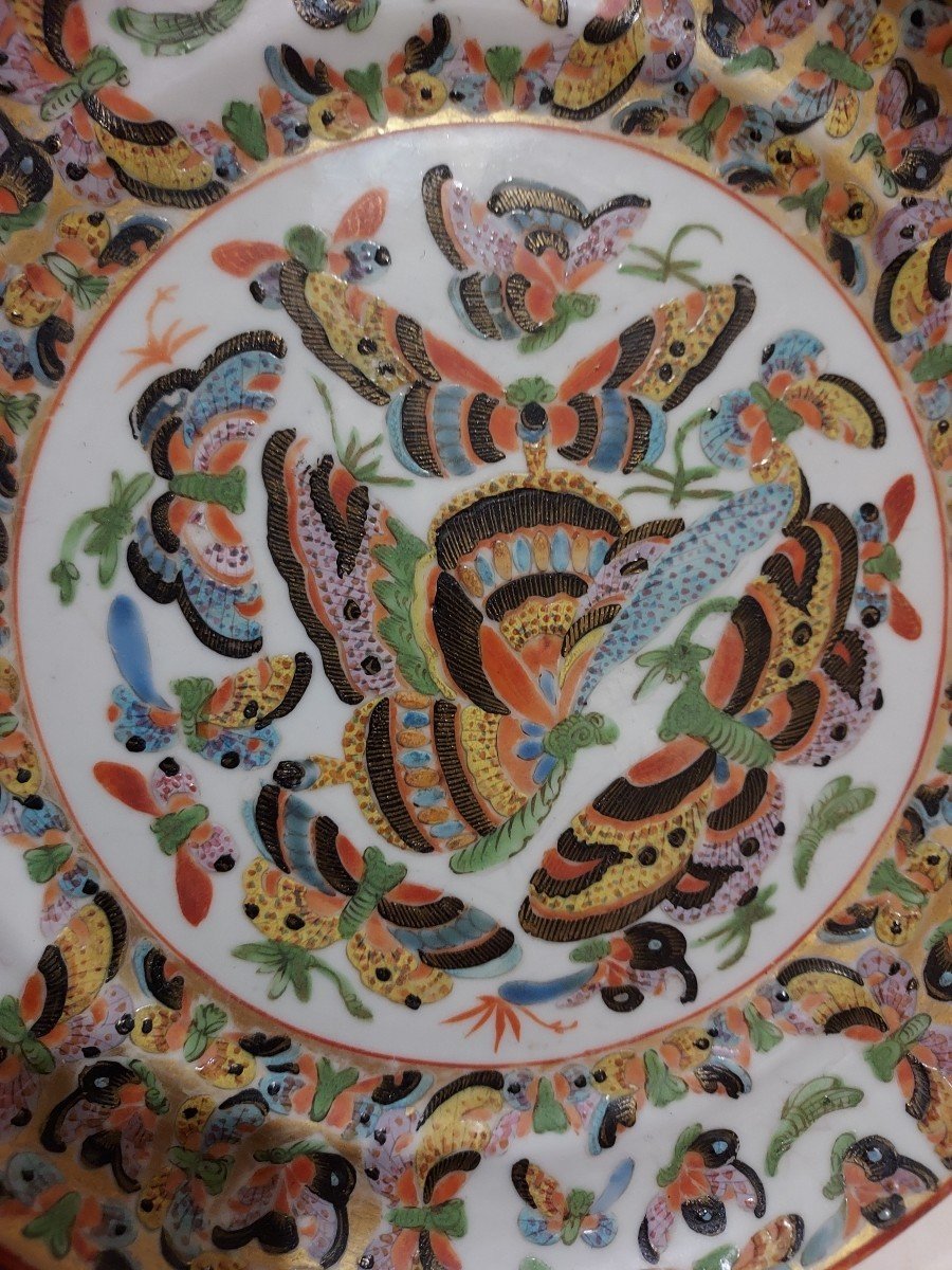 Assiette En Porcelaine De Canton Chine Fin XIXe, Début XXe -photo-4