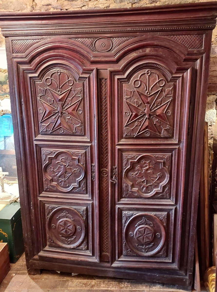 Breton Rennes Wardrobe With Double Hanger From The 18th Century